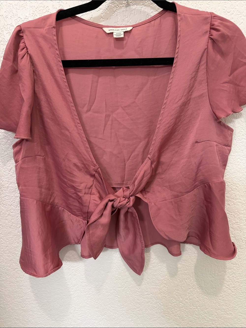 American Eagle Outfitters Rose Tie-Front Peplum Top